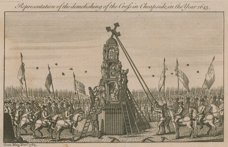 Representation of the demolishing of the cross in Cheapside in the year 1643 by English School