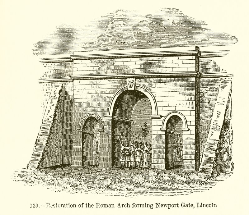 Restoration of the Roman Arch Forming Newport Gate, Lincoln by English School