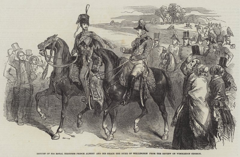 Return of His Royal Highness Prince Albert and His Grace the Duke of Wellington from the Review on Wimbledon Common by English School