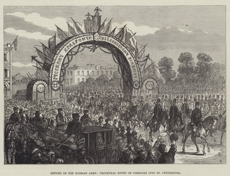 Return of the Russian Army, Triumphal Entry of Cossacks into St Petersburg by English School