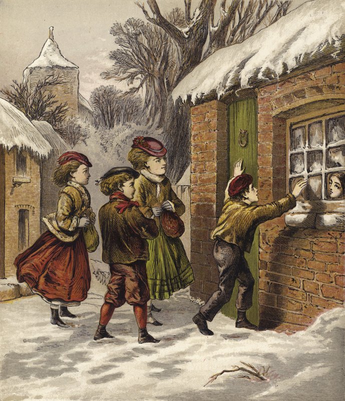 Rich Children Visiting Poor Children at Christmas by English School