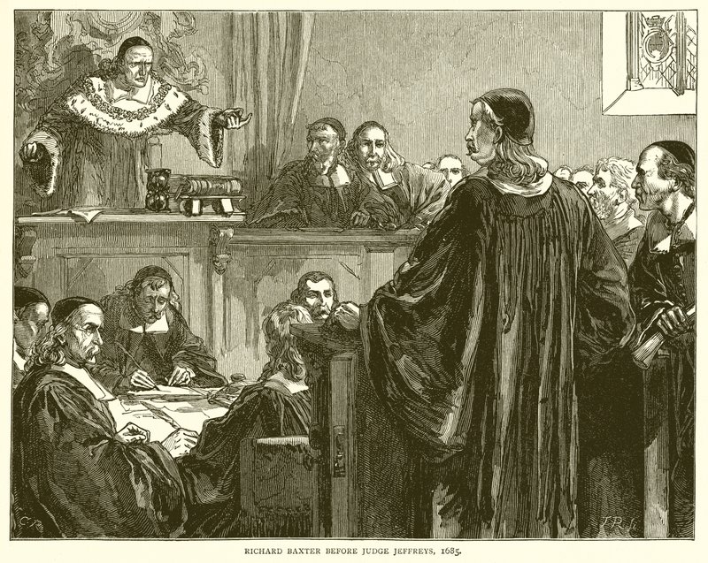 Richard Baxter before Judge Jeffreys, 1685 by English School