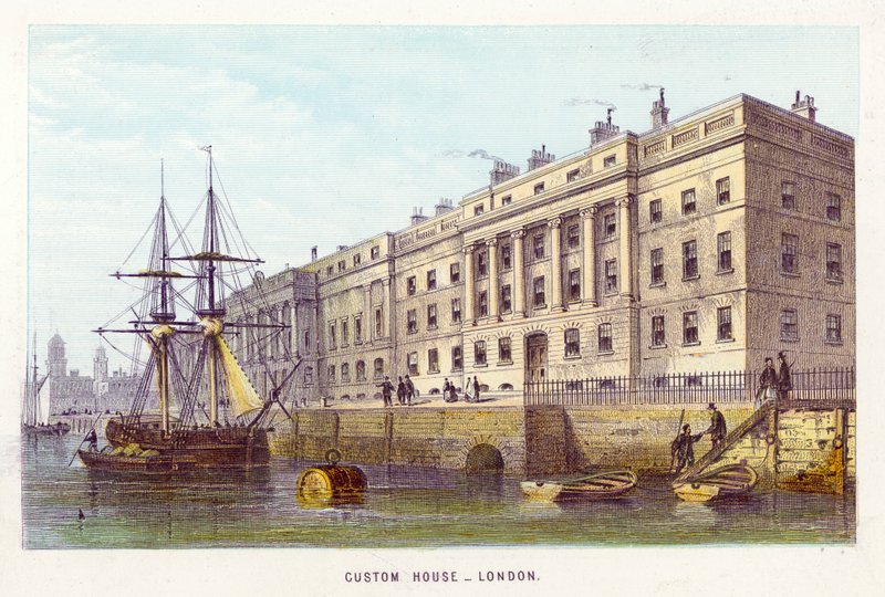 River Thames: Custom House, London by English School