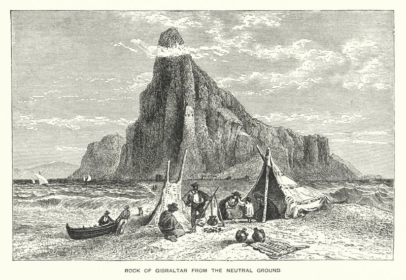 Rock of Gibraltar from the Neutral Ground by English School
