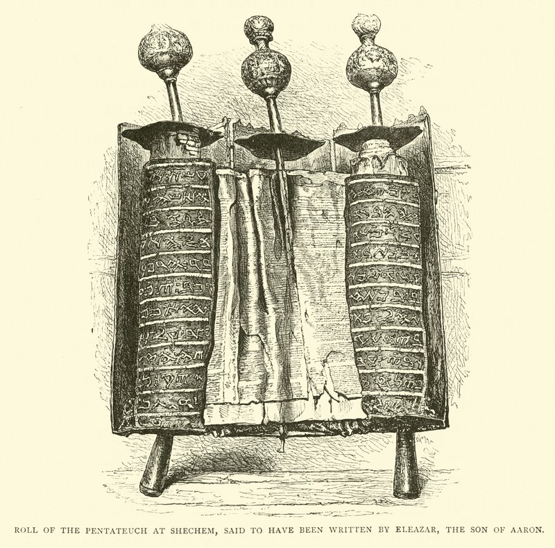 Roll of the Pentateuch at Shechem, Said to Have Been Written by Eleazar, the Son of Aaron by English School