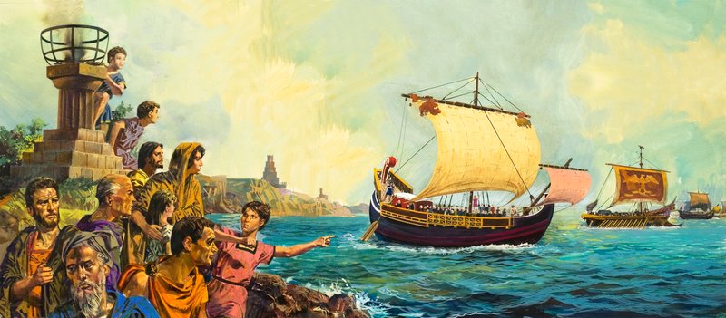 Roman Soldiers Leave Britain Aboard Ship by English School