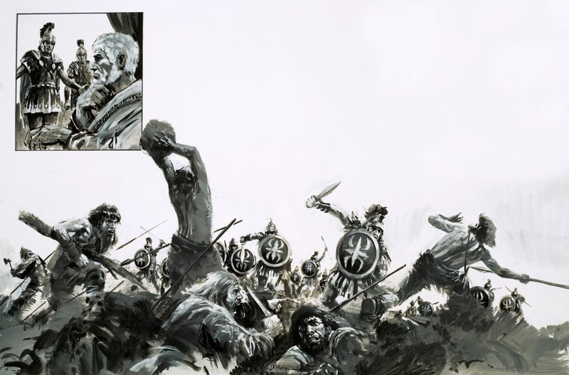 Romans versus savages by English School