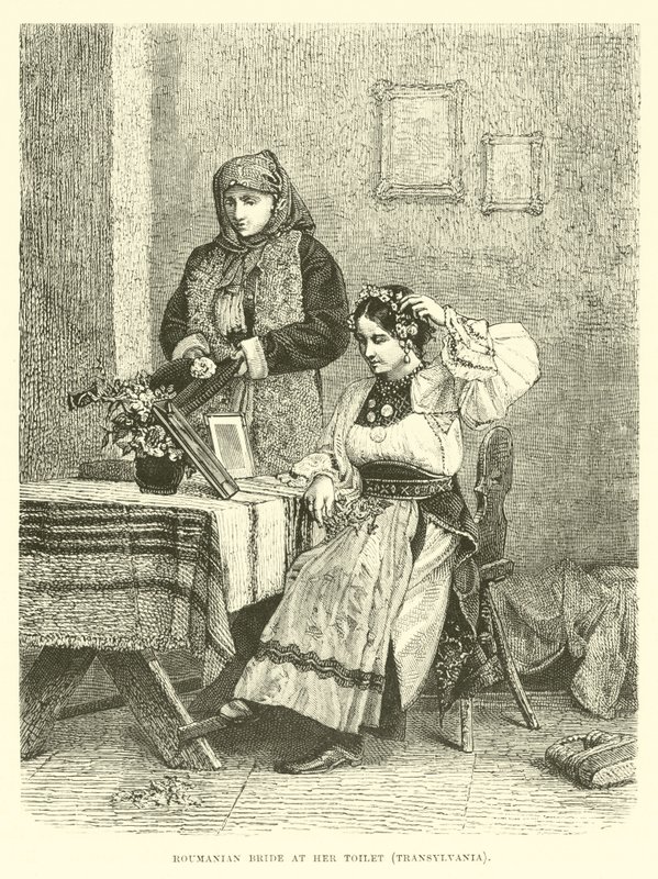 Roumanian Bride at Her Toilet, Transylvania by English School