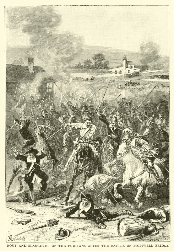 Rout and Slaughter of the Puritans After the Battle of Bothwell Bridge by English School