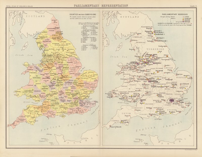 Royal Atlas, c 1900: Parliamentary Representation by English School