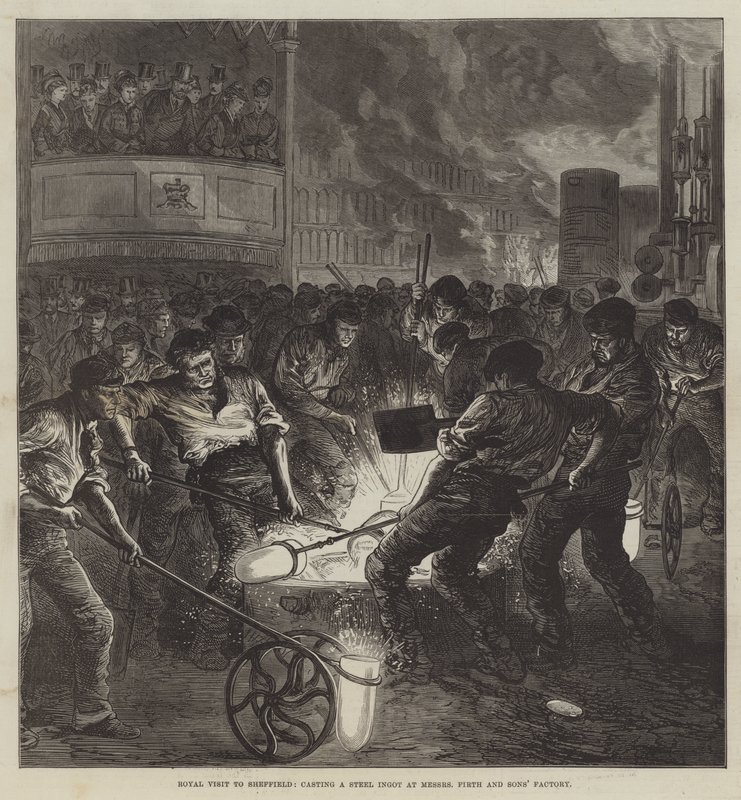 Royal Visit to Sheffield, casting a Steel Ingot at Messers Firth and Sons