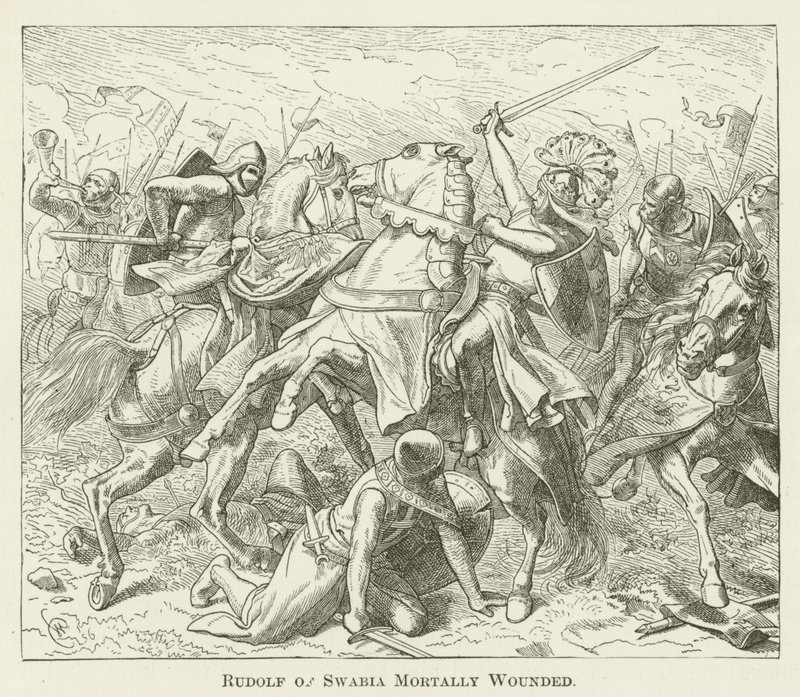 Rudolf of Swabia Mortally Wounded by English School