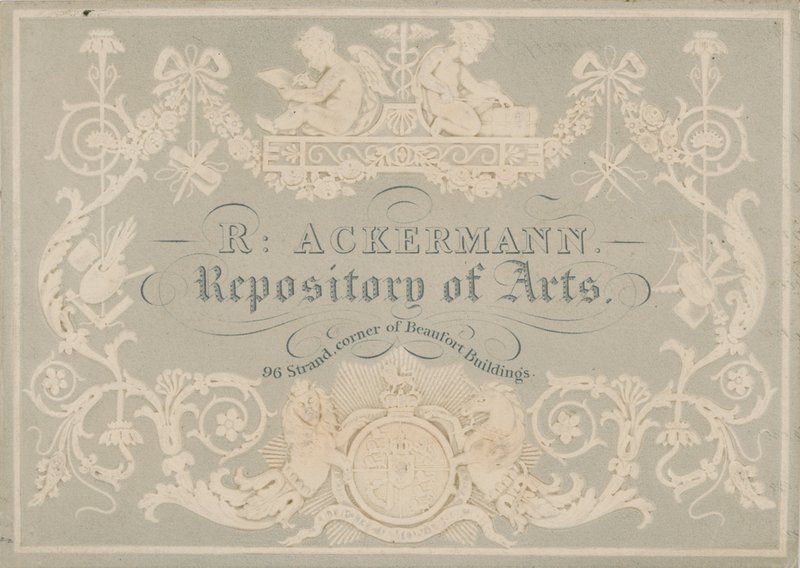 Rudolph Ackermann, Trade Card, Embossed by Dobbs by English School