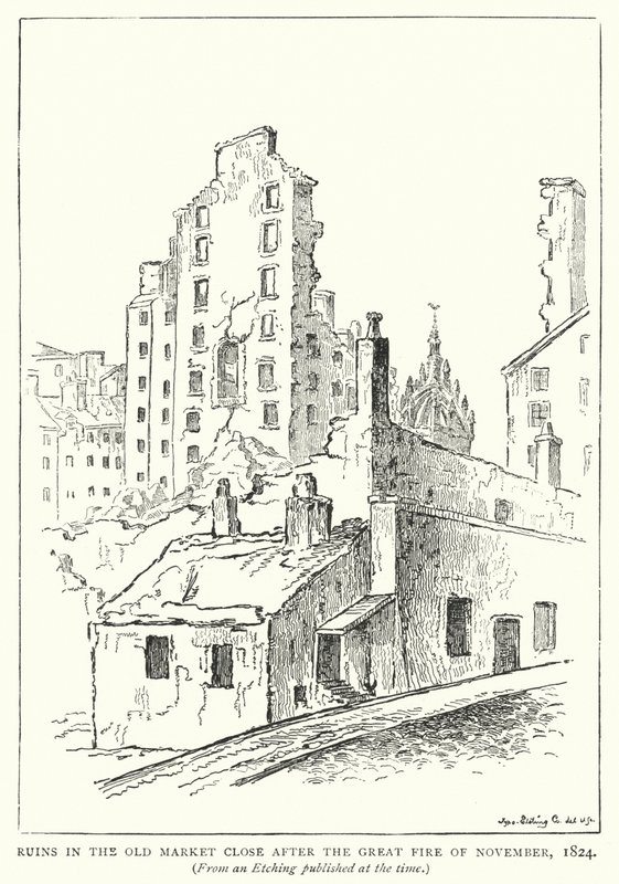 Ruins in the Old Market Close after the Great Fire of November by English School