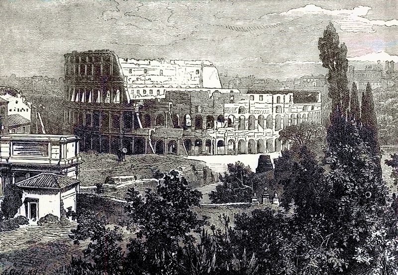 Ruins of the Colosseum, from the Palatine (illustration from Cassell