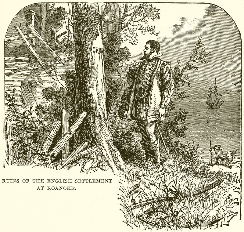Ruins of the English Settlement at Roanoke by English School