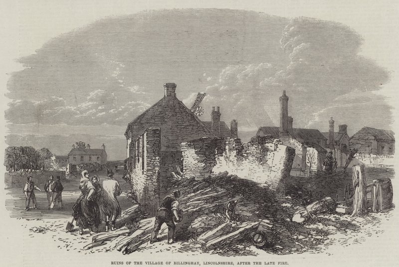 Ruins of the Village of Billinghay, Lincolnshire, after the late Fire by English School