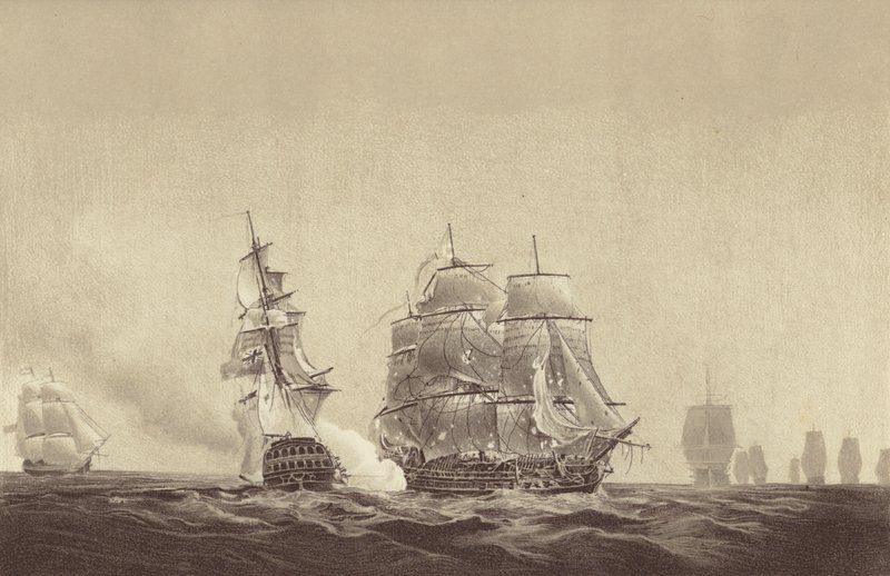 Russian Ship Vsevolod Striking Her Colours to HMS Implacable, Attached to the Swedish Navy and Commanded by Captain Thomas Byam Martin, in the Baltic, 26 August 1808 by English School