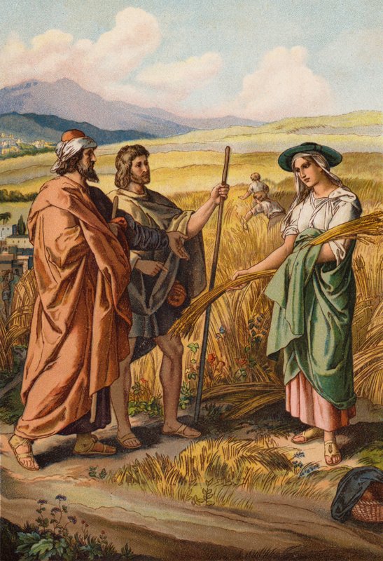 Ruth Asking Boaz if She Can Glean in His Field by English School