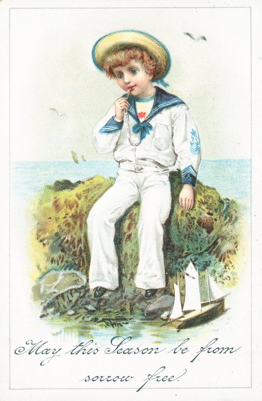 Sailor Boy sitting on rocks by English School