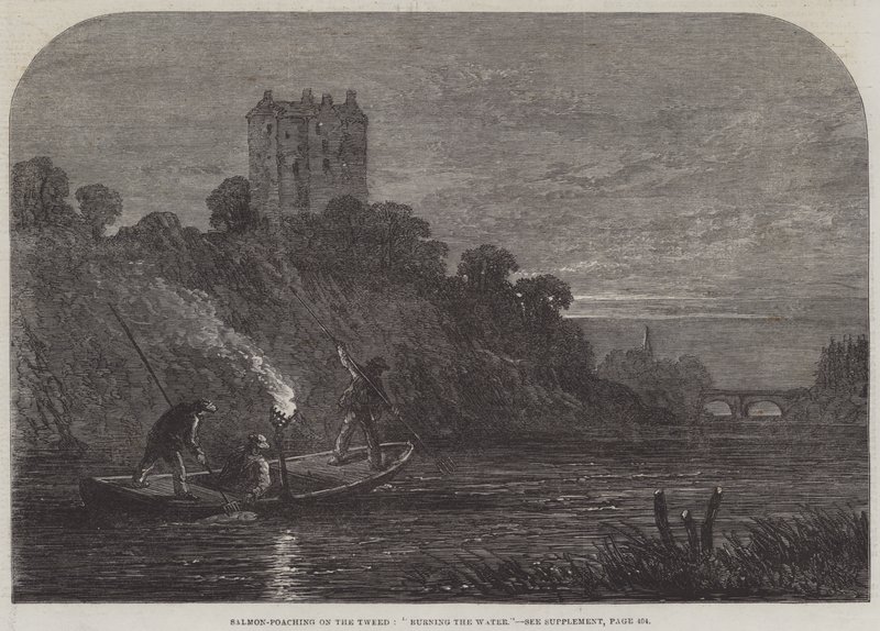 Salmon-Poaching on the Tweed, "Burning the Water" by English School