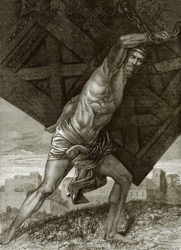 Samson Bearing Away the Gates of the City of Gaza by English School
