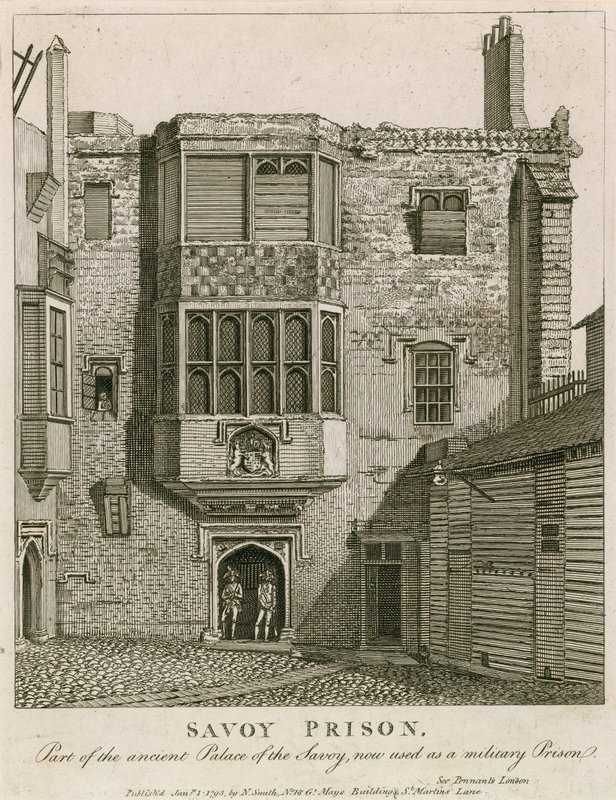 Savoy Prison, part of the ancient Palace of the Savoy, now used as a military prison by English School