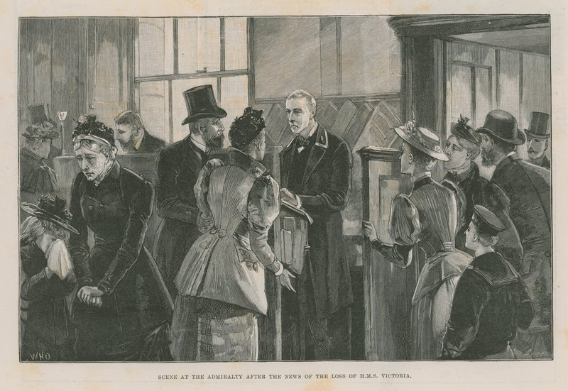 Scene at The Admiralty After the News of the Loss of the Victoria by English School