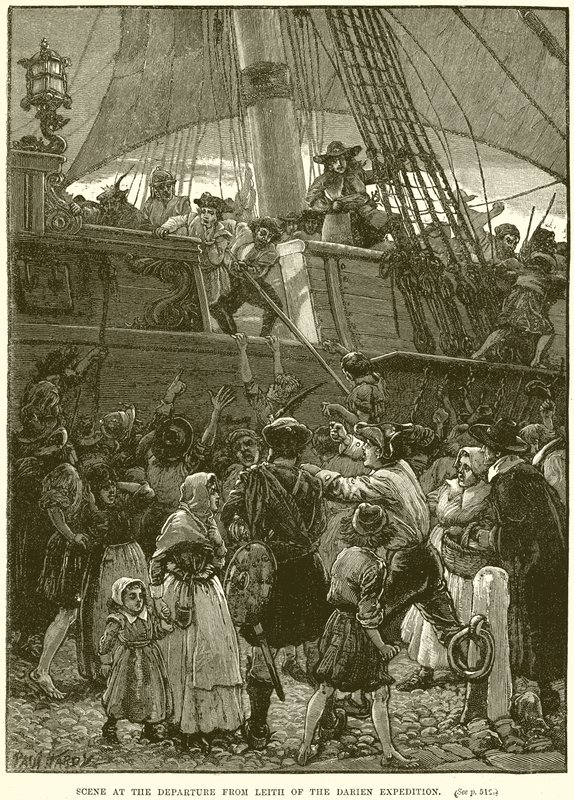 Scene at the Departure from Leith of the Darien Expedition by English School