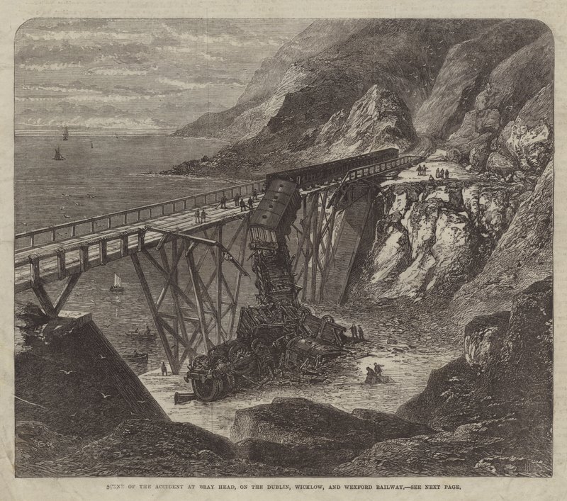 Scene of the Accident at Bray Head, on the Dublin, Wicklow, and Wexford Railway by English School