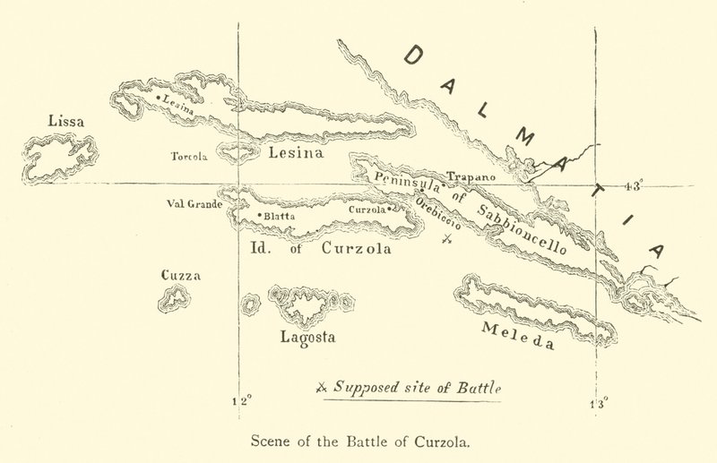 Scene of the Battle of Curzola by English School