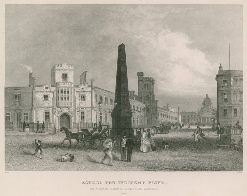 School for the Indigent Blind, and Bethlehem Hospital, St Georges Field, Southwark by English School