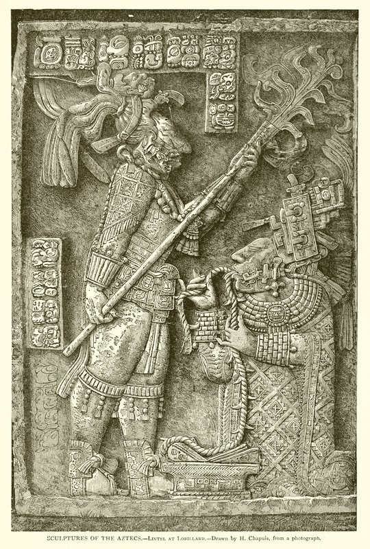 Sculptures of the Aztecs - Lintel at Lorillard by English School