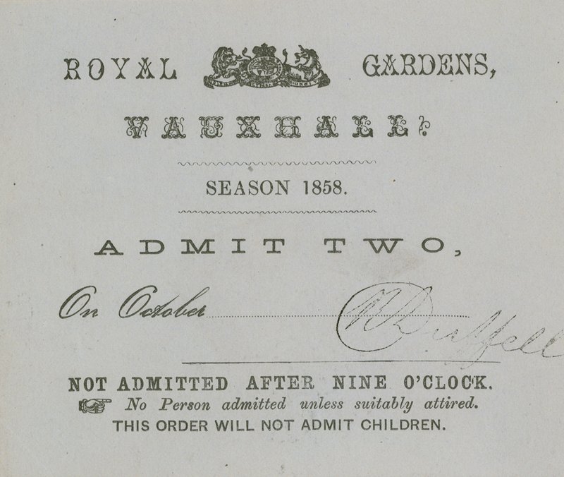 Season ticket, Vauxhall Gardens, London by English School
