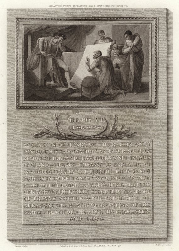 Sebastian Cabot explaining his discoveries to Henry VII by English School