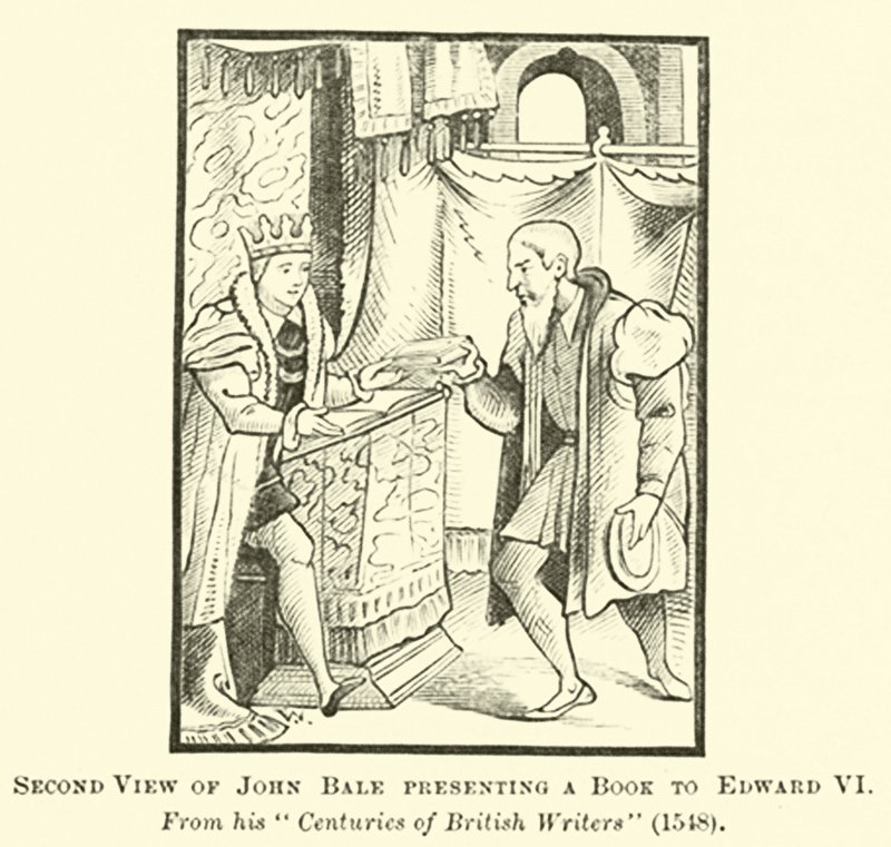 Second View of John Bale presenting a Book to Edward VI by English School