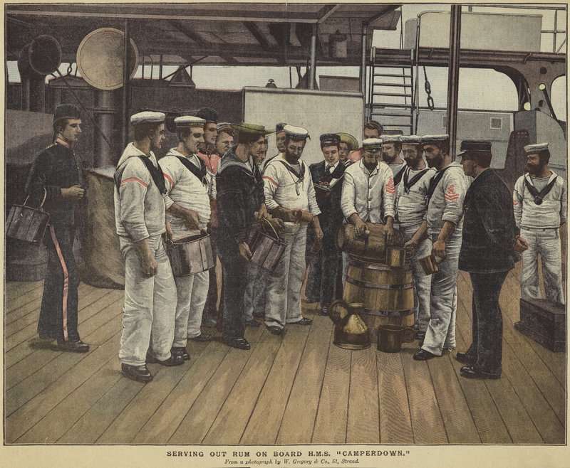 Serving out rum on board HMS Camperdown by English School