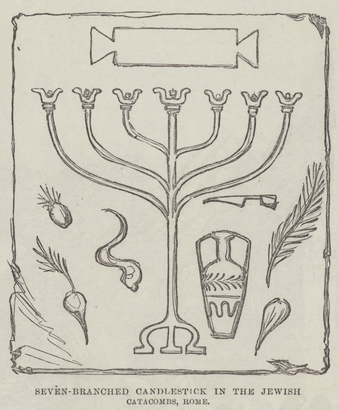 Seven-Branched Candlestick in the Jewish Catacombs, Rome by English School