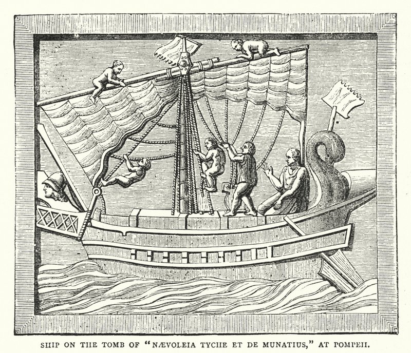 Ship on the Tomb of "Naevoleia Tyche et de Munatius," at Pompeii by English School
