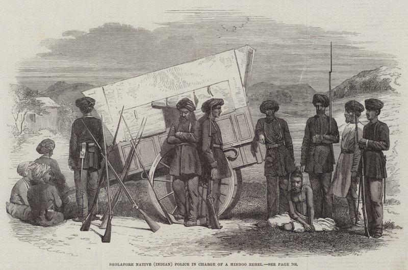 Sholapore Native (Indian) Police in Charge of a Hindoo Rebel by English School