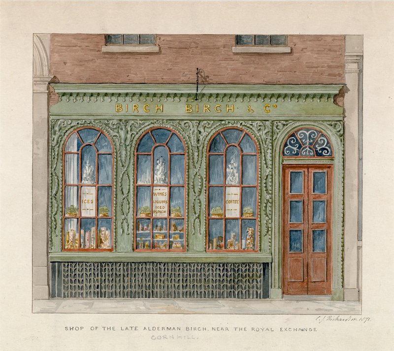 Shop of the late Alderman Birch near the Royal Exchange. 1871 by English School