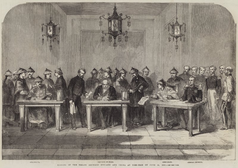 Signing of the Treaty between England and China at Tien-Tsin on 26 June 1858 by English School
