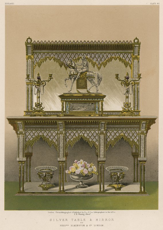 Silver Table and Mirror by English School