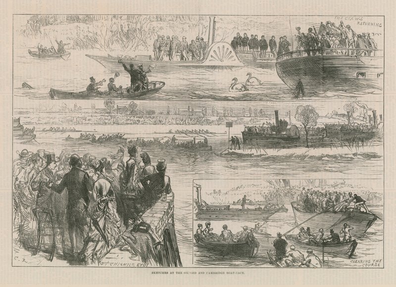 Sketches at the Oxford and Cambridge Boat Race by English School