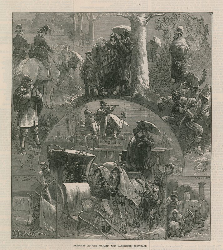 Sketches at the Oxford and Cambridge Boat Race by English School