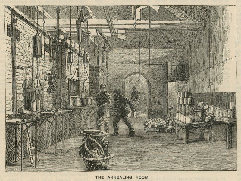 Sketches at the Royal Mint, Tower Hill; The Annealing Room by English School