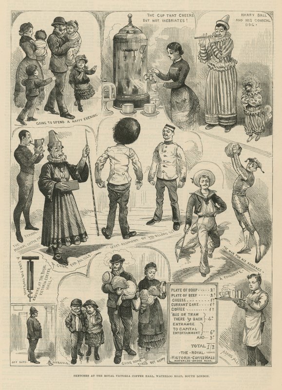 Sketches at the Royal Victoria Coffee Hall by English School