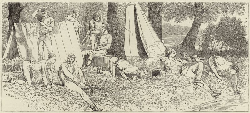 Sketches from a steam launch at Henley Regatta by English School