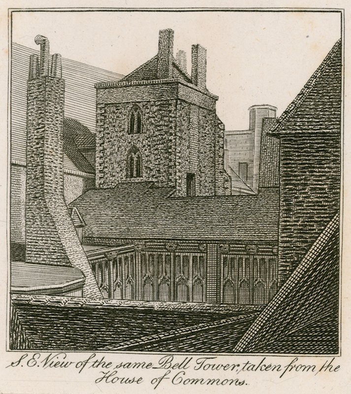 South east view of the Bell Tower, St Stephens Chapel, taken from the House of Commons by English School