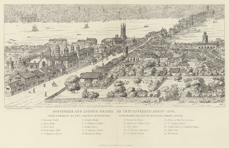 Southwark and London Bridge as they appeared about 1546 by English School